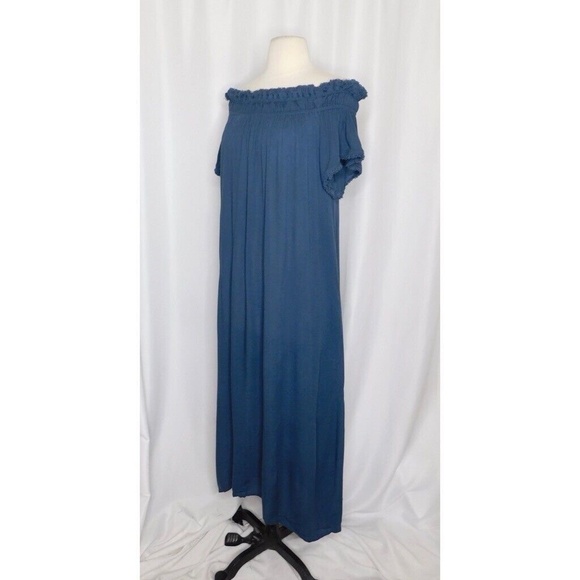 WATERCULT Smocked Maxi Dress Blue Beach Cover Up Fringed Resortwear Summer Small - Picture 5 of 13
